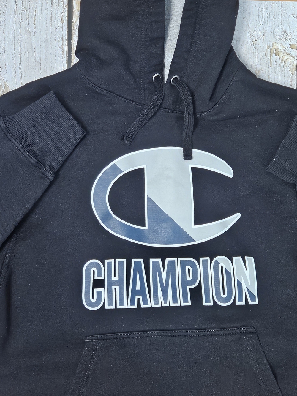 Men's Champion Black Logo Pullover Hoodie